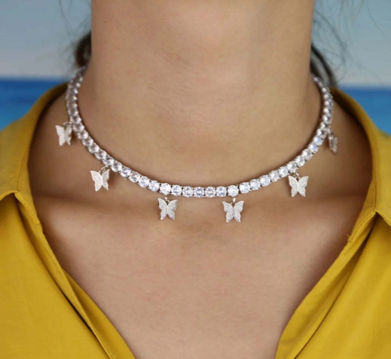 4mm Butterfly Tennis Necklace